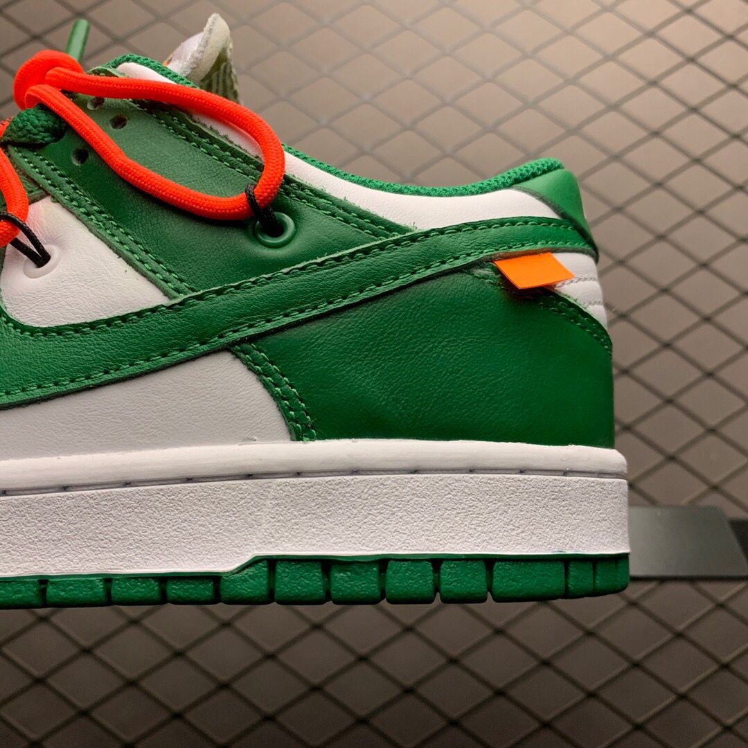 Off-White X Futura X Nike SB Dunk Low In White/Pine Green  - everydesigner