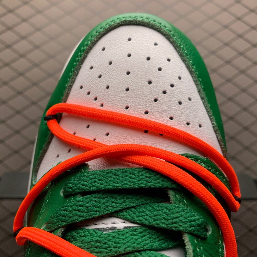 Off-White X Futura X Nike SB Dunk Low In White/Pine Green  - everydesigner