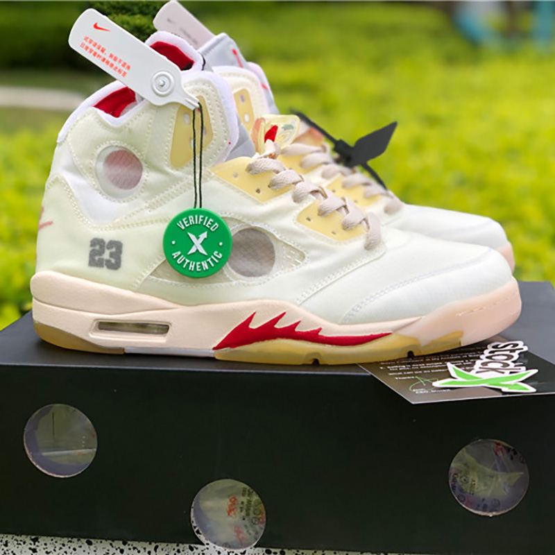 Jordan Offwhite X AJ5 White/Fire Red  - everydesigner