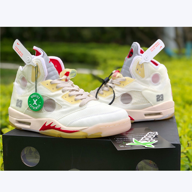 Jordan Offwhite X AJ5 White/Fire Red  - everydesigner