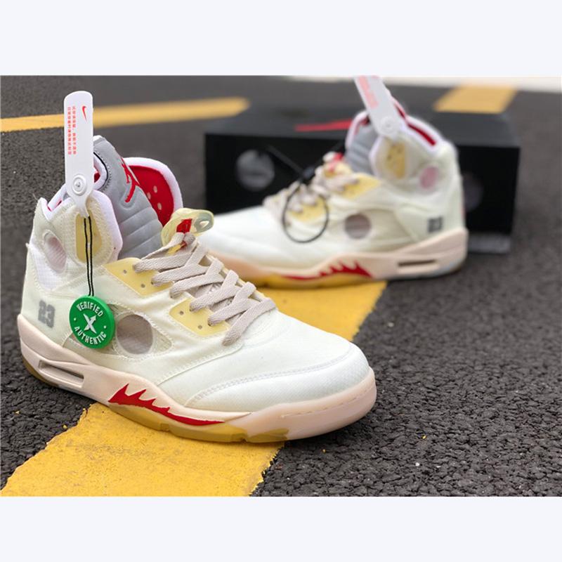 Jordan Offwhite X AJ5 White/Fire Red  - everydesigner