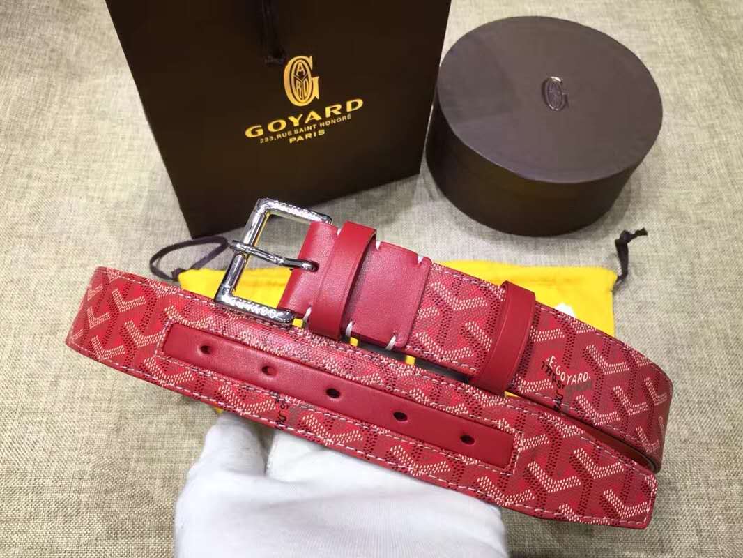 Goyard Paris Leather Mens Red Belt - everydesigner