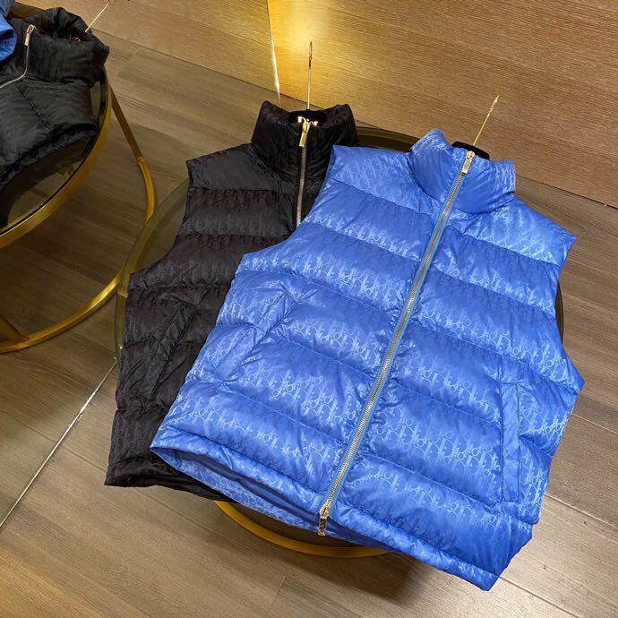 Dior Oblique Sleeveless Down Jacket In Blue - everydesigner