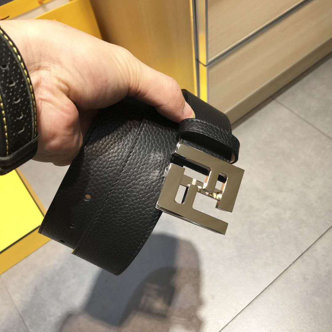 Fendi Black Leather Belt With FF Buckle - everydesigner