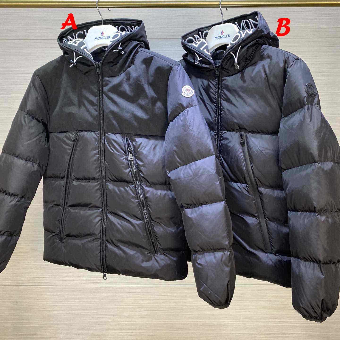 Moncler Down Jacket With Moncler Embroidered Ribbon Trim(Black) - everydesigner