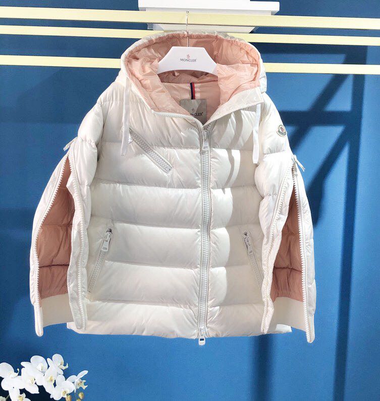 Moncler White Zipper Down Jacket  - everydesigner