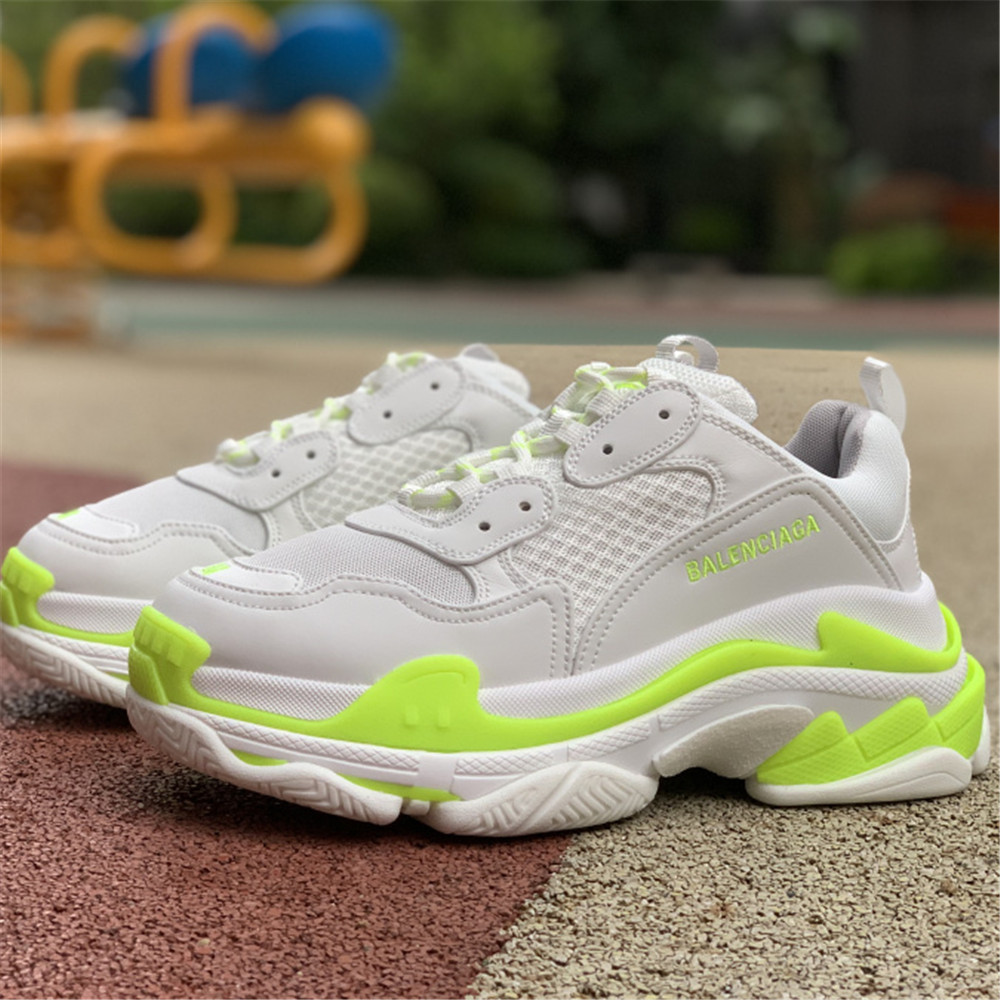 Balenciaga Triple S In  Fluorescent Green And White - everydesigner