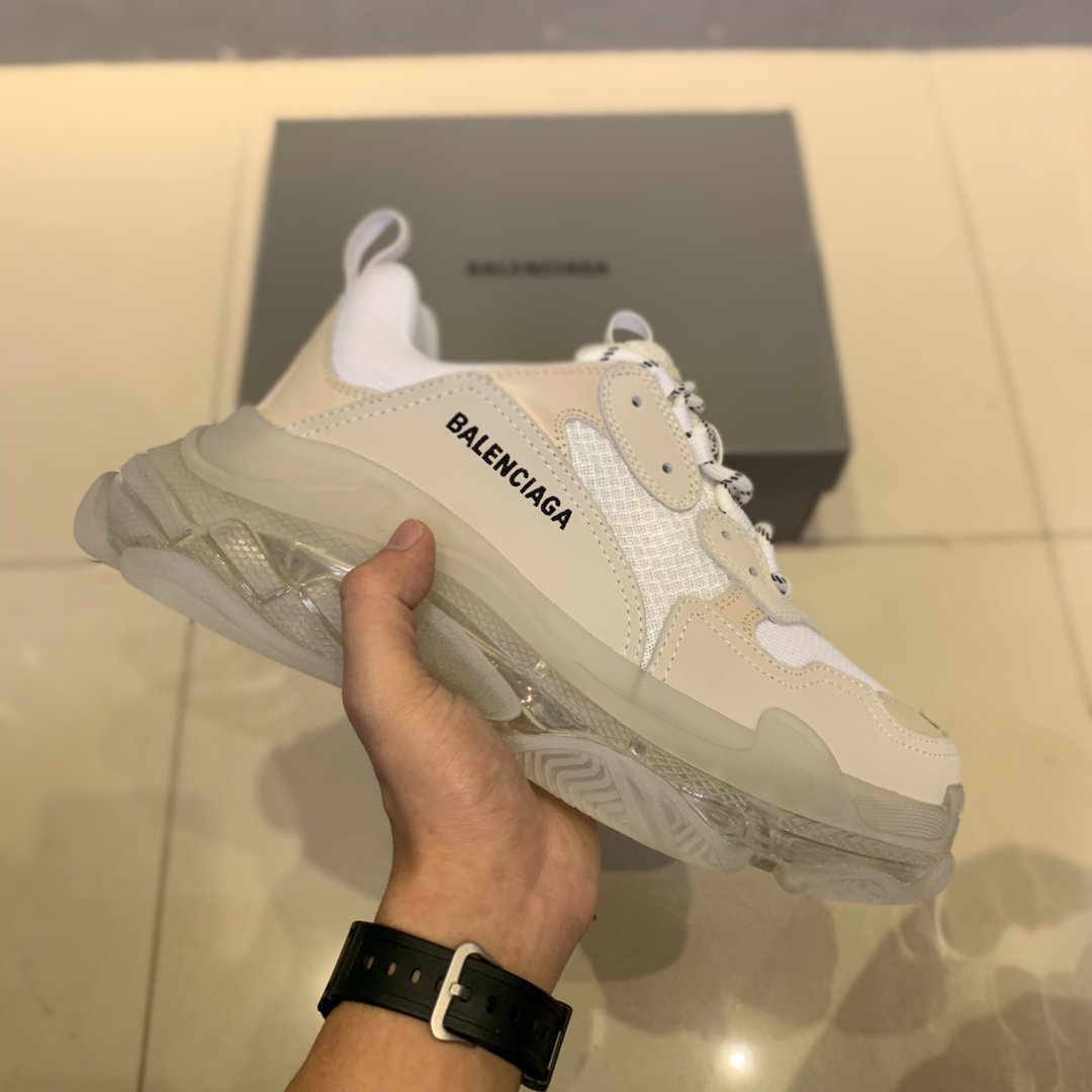 Balenciaga Clear Sole Triple S Trainers White - everydesigner