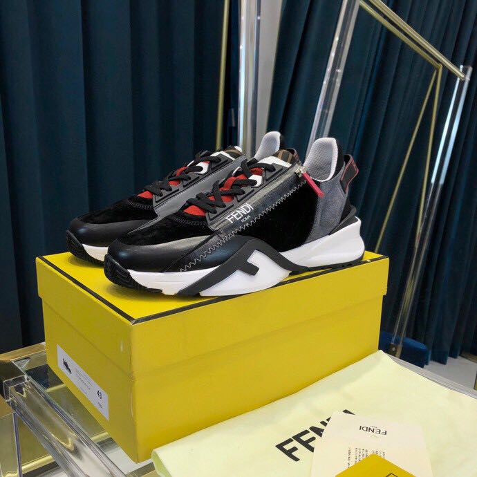 Fendi Black & Grey Suede 'Flow' Sneakers - everydesigner