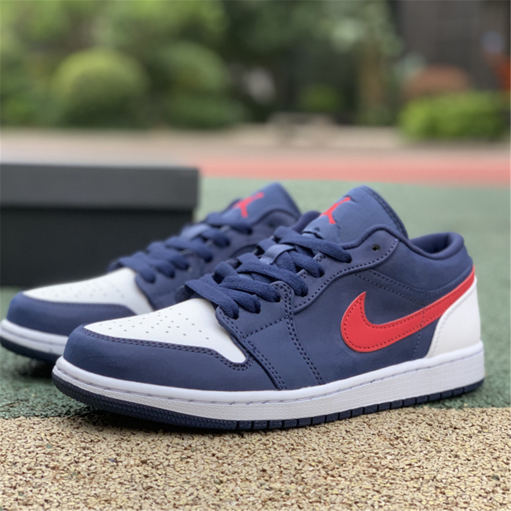 Jordan AJ 1 Low USA White Blue Red Basketball Shoes CZ8454-400 - everydesigner