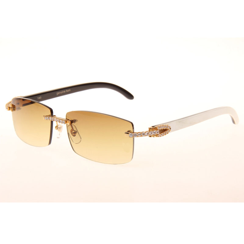 Cartier  3524012 Black And White Buffalo Big Lens Sunglasses In   Gold - everydesigner