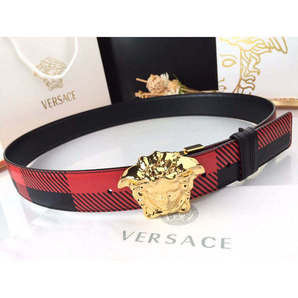 Versace Medusa Reversible Gold Buckle Leather Belt - everydesigner