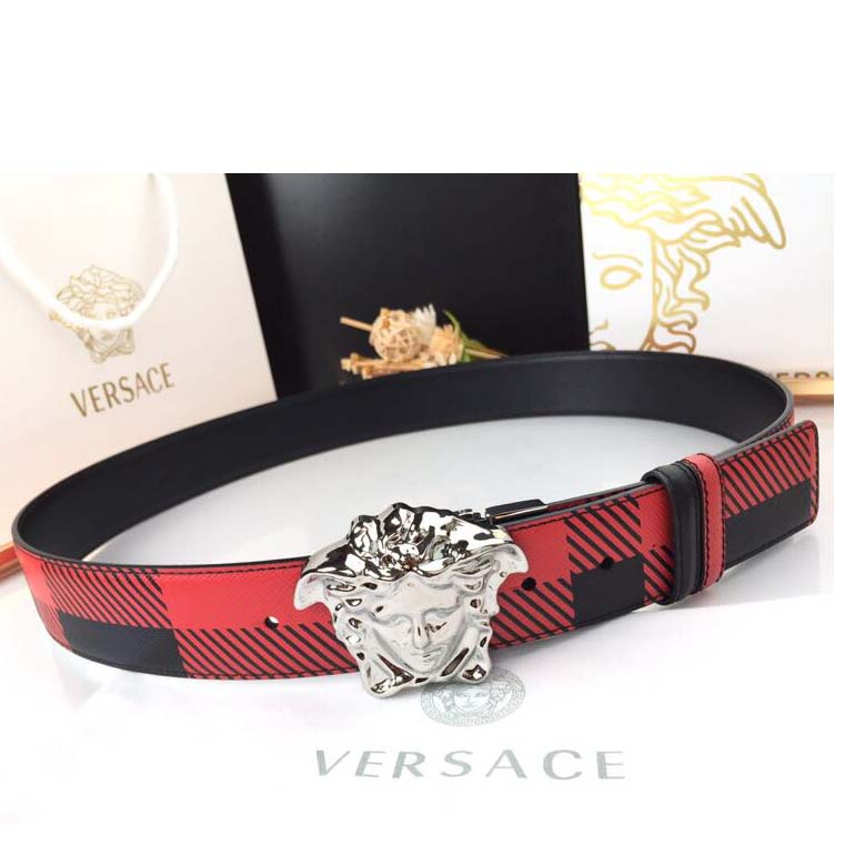 Versace Medusa Reversible Silver Buckle Leather Belt - everydesigner