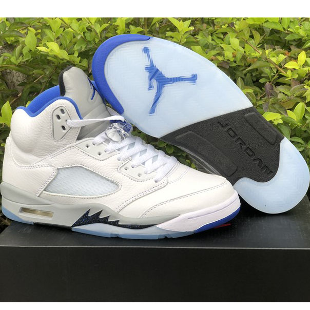 Air Jordan 5“Stealth 2.0” White And Blue Sneaker - everydesigner