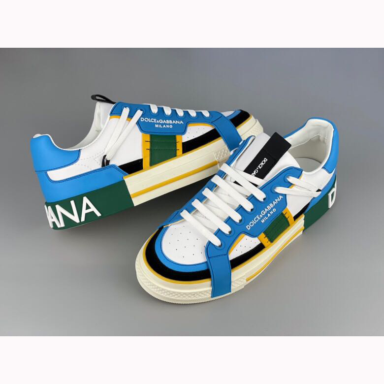 Dolce & Gabbana Calfskin 2Zero Custom Sneakers In Blue - everydesigner