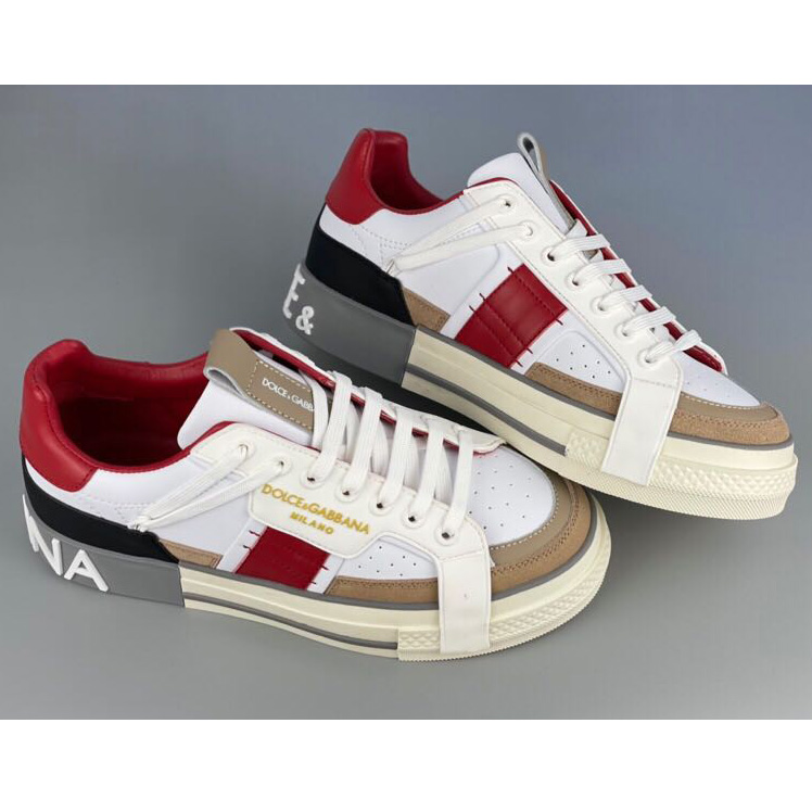 Dolce & Gabbana Calfskin 2Zero Custom Sneakers In Red - everydesigner