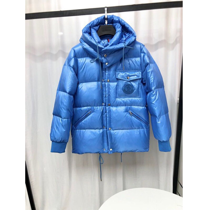 Moncler Lamentin Short Down Jacket In Blue - everydesigner