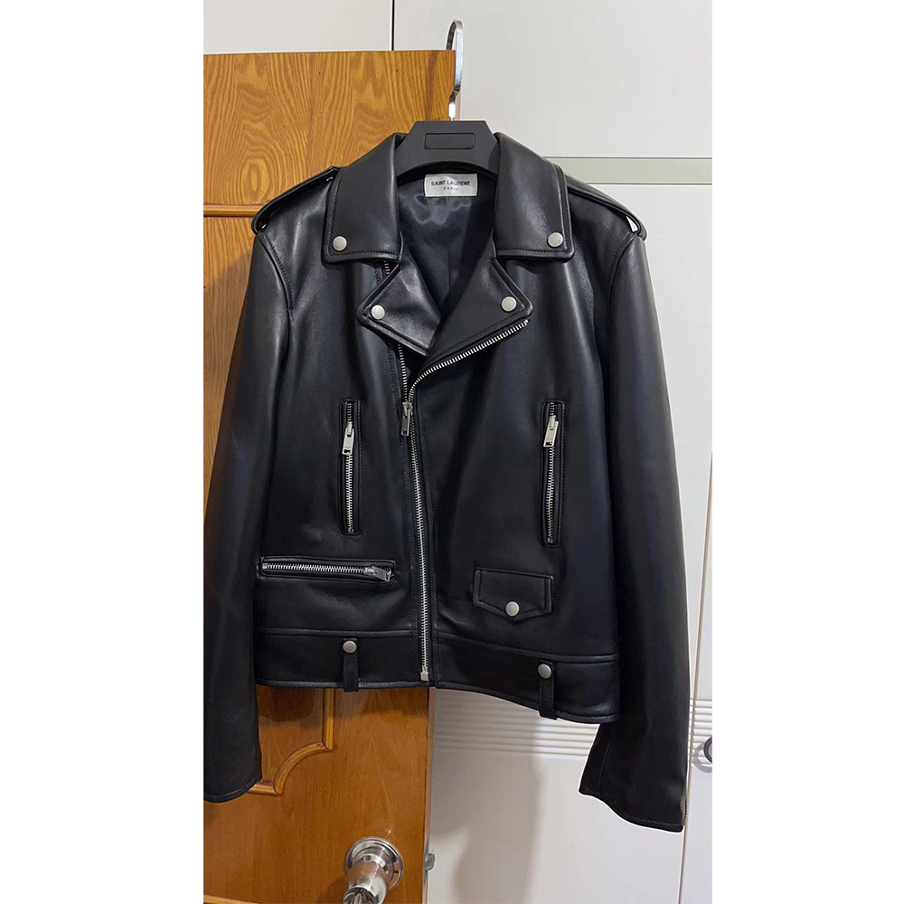 Saint Laurent Slim-Fit Leather Biker Jacket - everydesigner