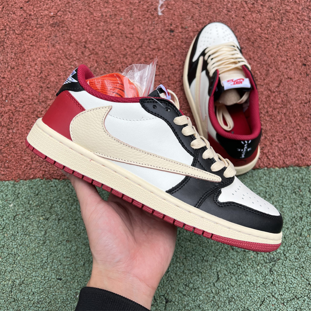 Jordan AJ1 Low Fragment X Travis Scott Black White Red - everydesigner