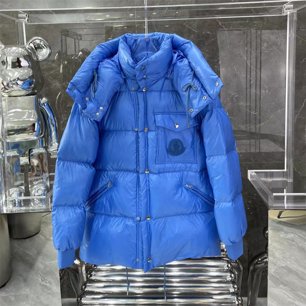 Moncler Lamentin Short Down Jacket In Blue - everydesigner