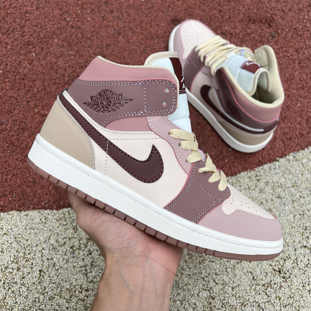 Jordan AJ1 Mid Dusty Pink Sneaker - everydesigner