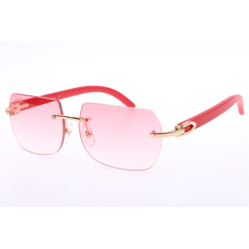 Cartier 8300818 Red Wood Sunglasses In Gold Gradient Pink - everydesigner