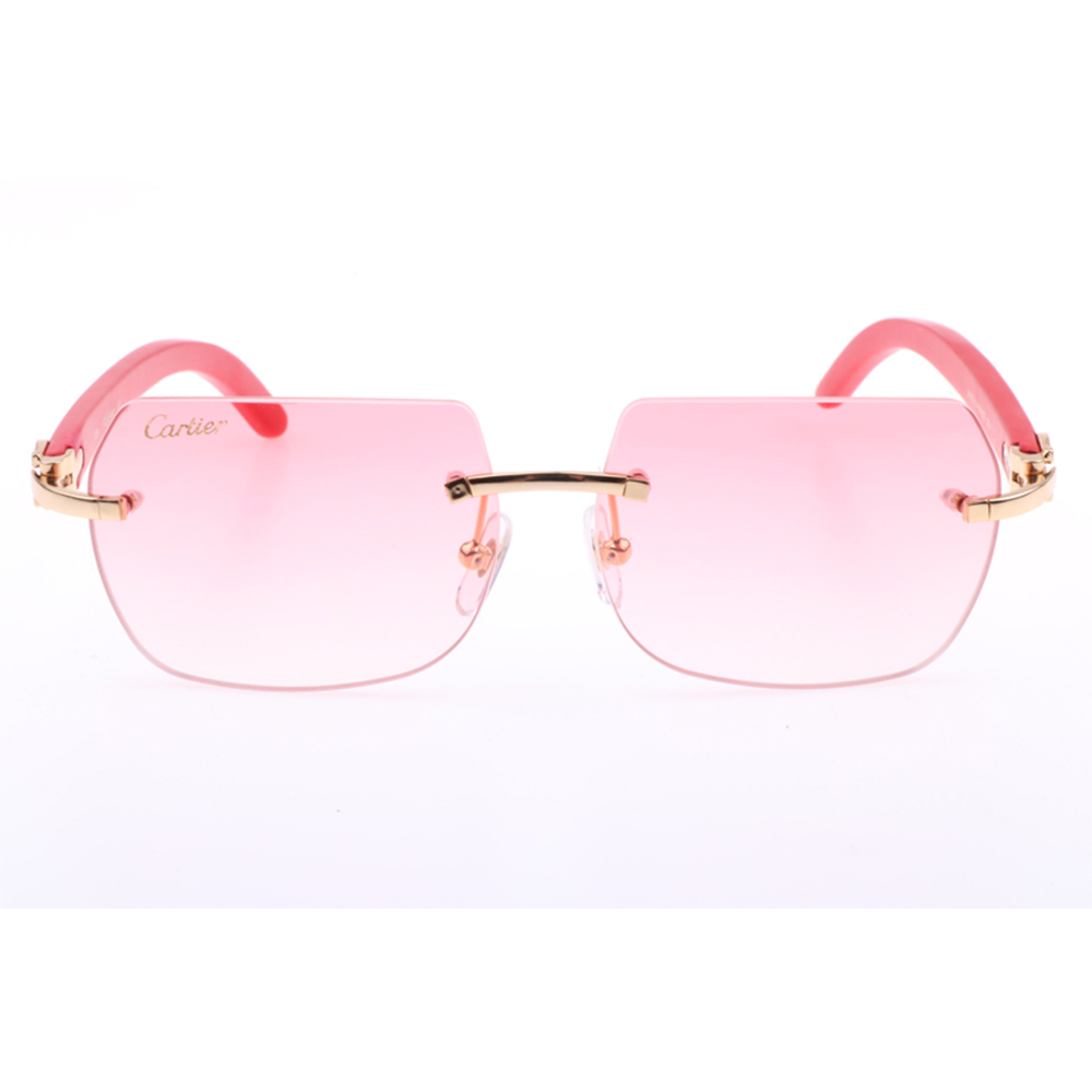 Cartier 8300818 Red Wood Sunglasses In Gold Gradient Pink - everydesigner