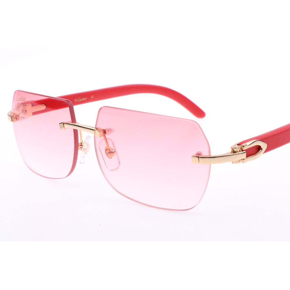 Cartier 8300818 Red Wood Sunglasses In Gold Gradient Pink - everydesigner