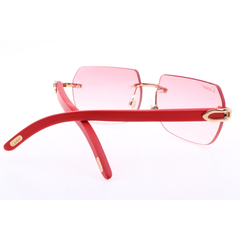 Cartier 8300818 Red Wood Sunglasses In Gold Gradient Pink - everydesigner