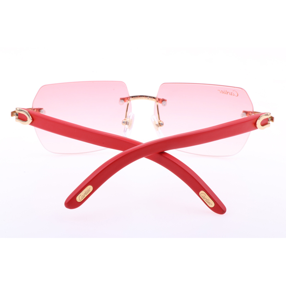 Cartier 8300818 Red Wood Sunglasses In Gold Gradient Pink - everydesigner