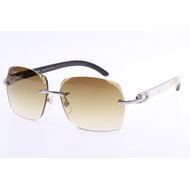 Cartier  8300818 Engrave Lens White Mix Black Buffalo Sunglasses In Silver Brown - everydesigner