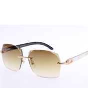 Cartier 8300818 Engrave Lens White Mix Black Buffalo Sunglasses In Gold Brown - everydesigner