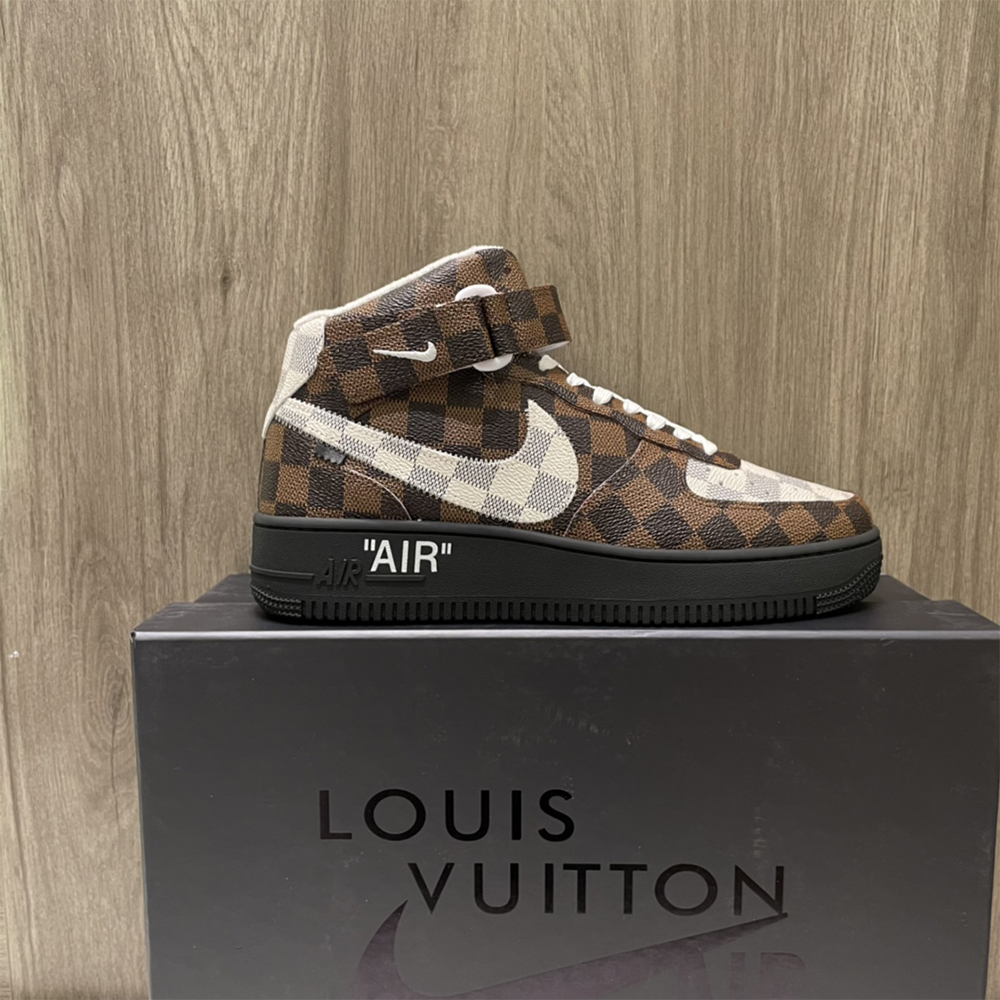 Louis Vuitton X Nike Air Force 1 Mid-Top Sneaker In Brown - everydesigner