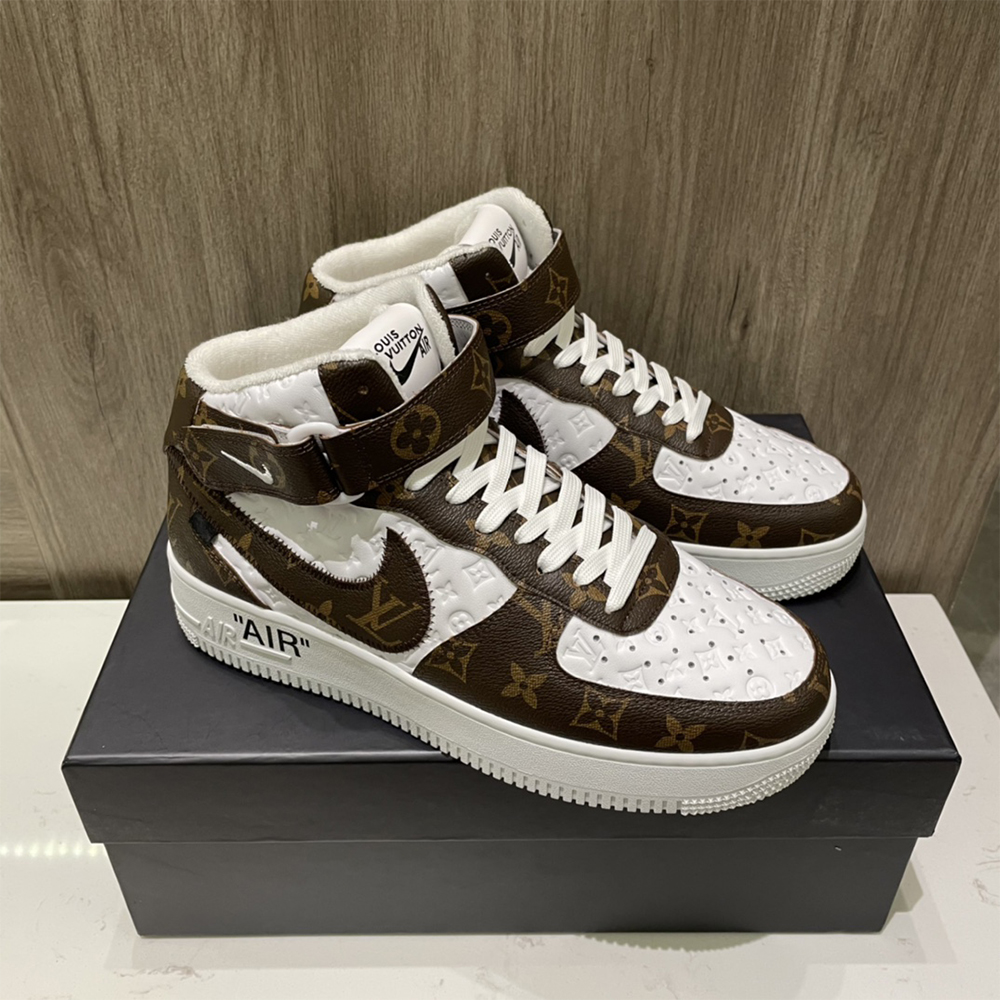 Louis Vuitton X Nike Air Force 1 Mid-Top Monogram Sneaker - everydesigner