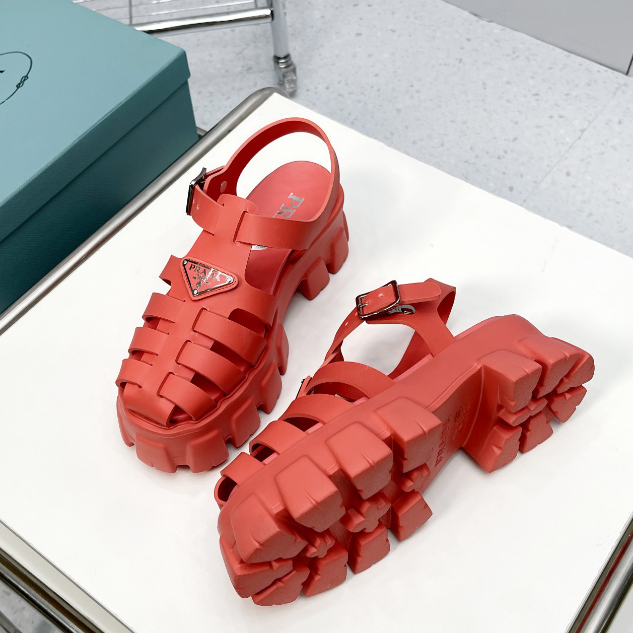 Prada Foam Rubber Sandals In Red - everydesigner