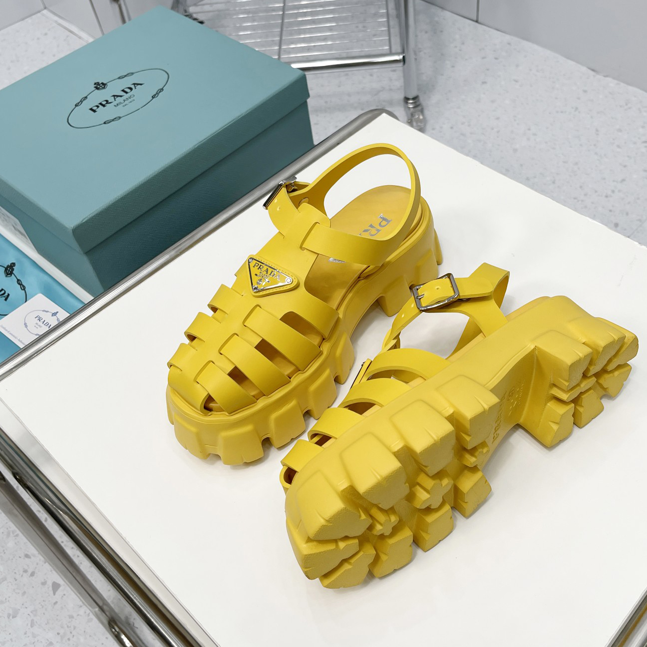 Prada Foam Rubber Sandals In Yellow - everydesigner