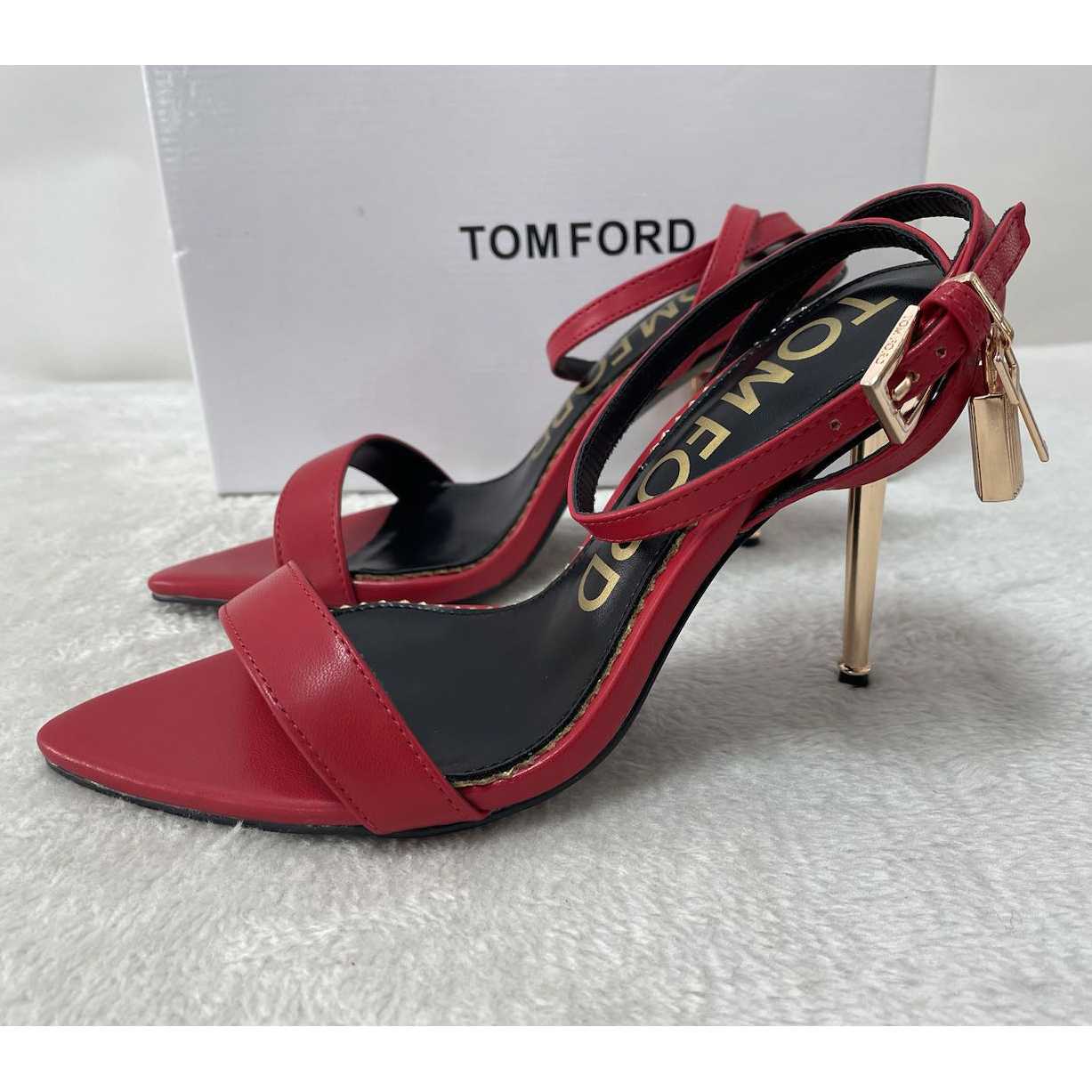 Tom Ford Shiny Leather Padlock Pointy Naked Sandal - everydesigner