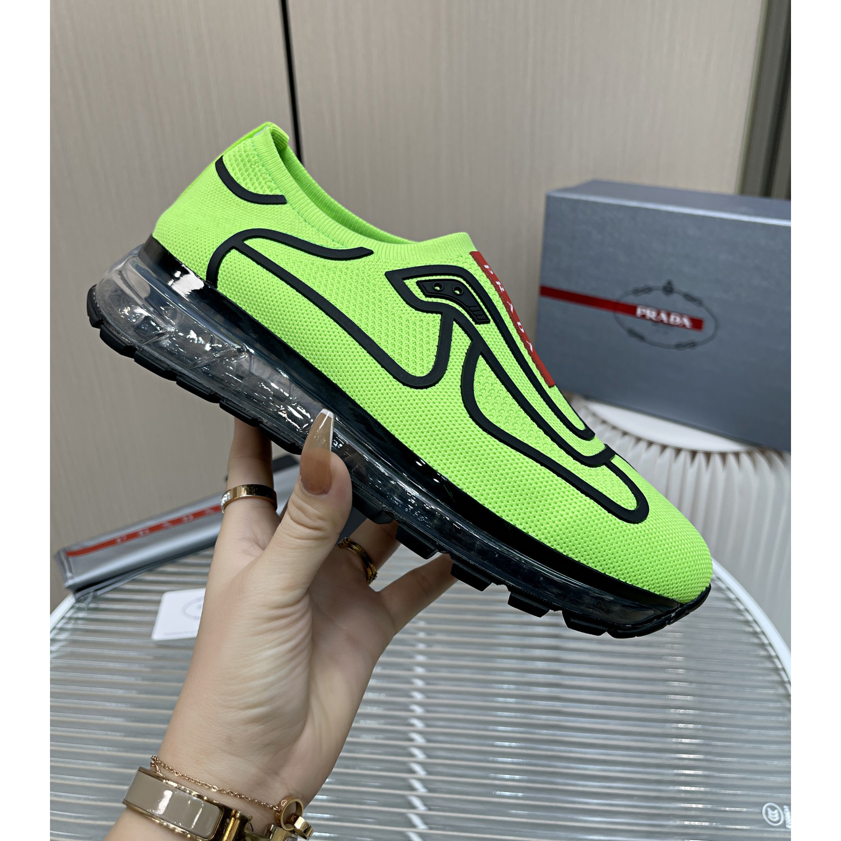 Prada Logo Sneakers In Green - everydesigner