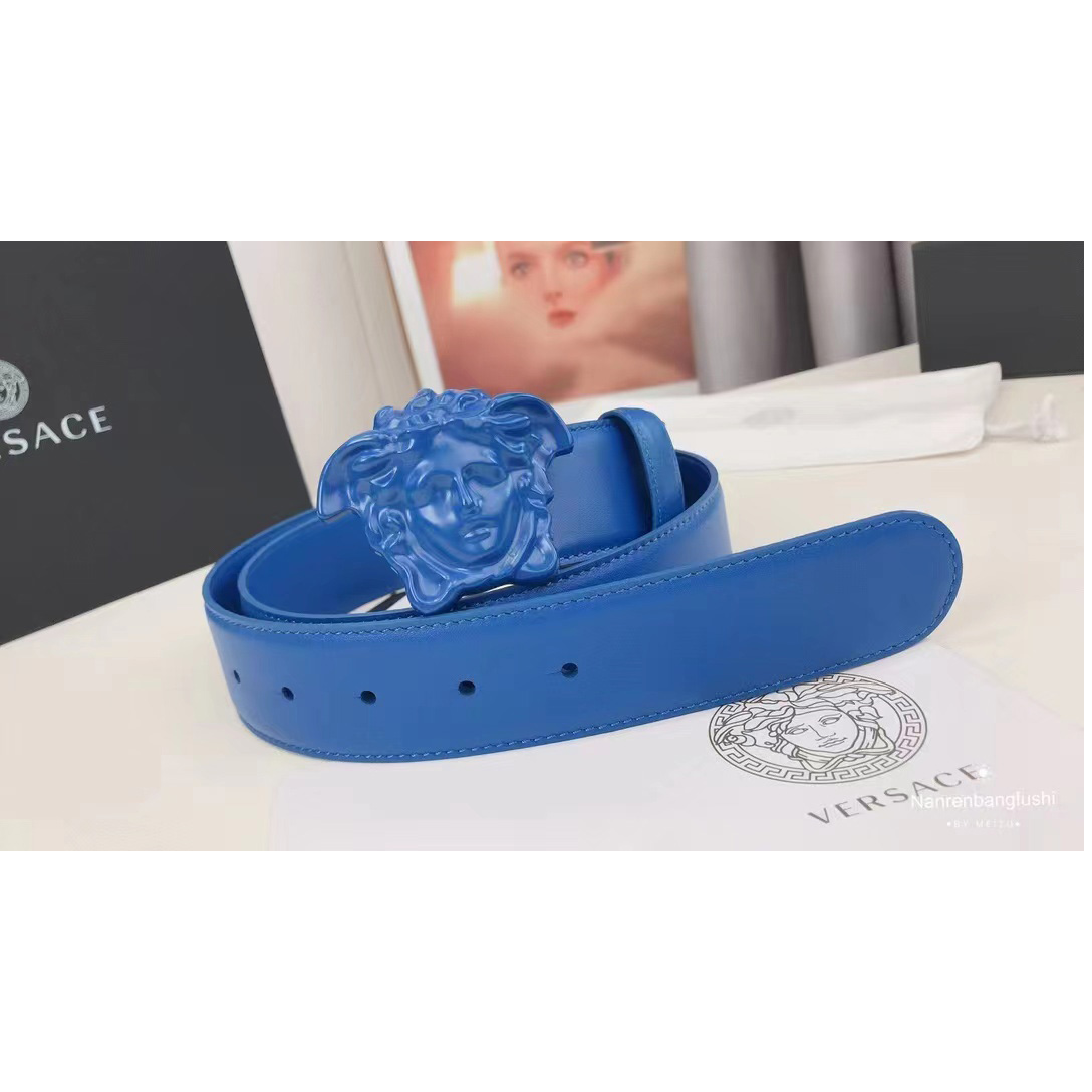 Versace Medusa Head Mens Fashion Blue Belt - everydesigner