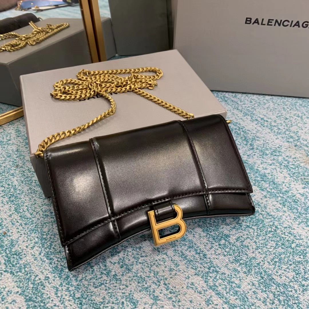 Balenciaga Hourglass Wallet On Chain (19.5-12-5cm) - everydesigner