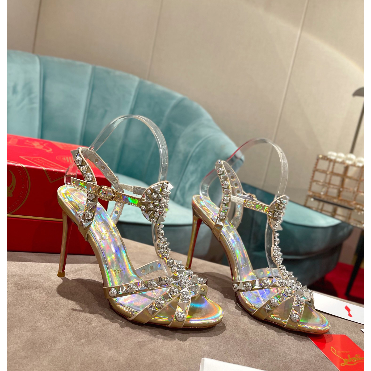 Christian Louboutin Silver Sandal（10cm Heel Height） - everydesigner