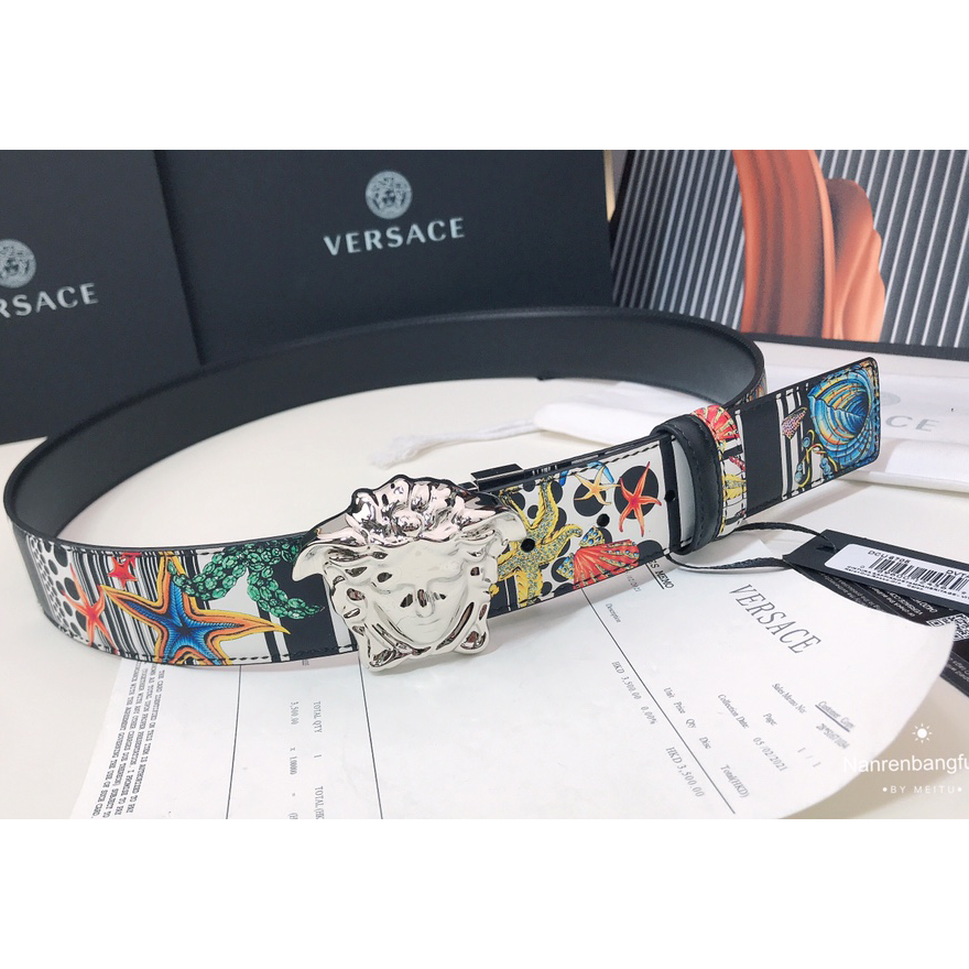 Versace Marine Organism Print 40 MM Belt  - everydesigner