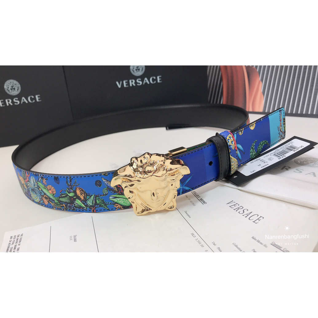 Versace Marine Organism Print 40 MM Belt  - everydesigner