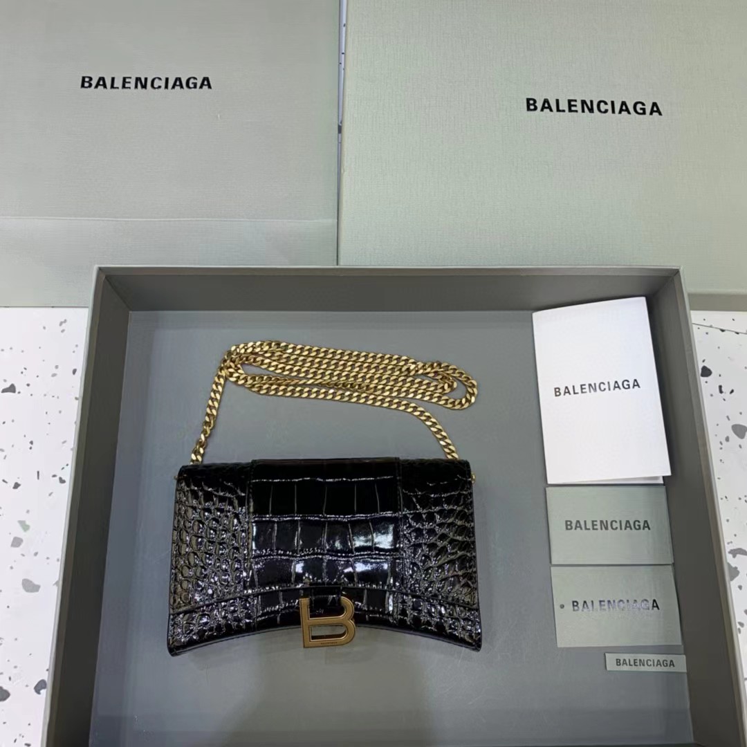 Balenciaga Hourglass Wallet On Chain (19.5-12-5cm) - everydesigner