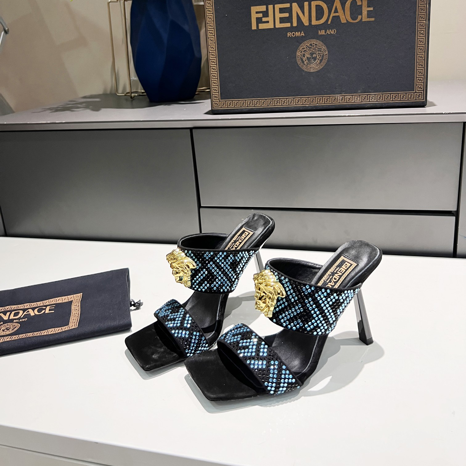 Versace Fendace  FF Jacquard Mules - everydesigner