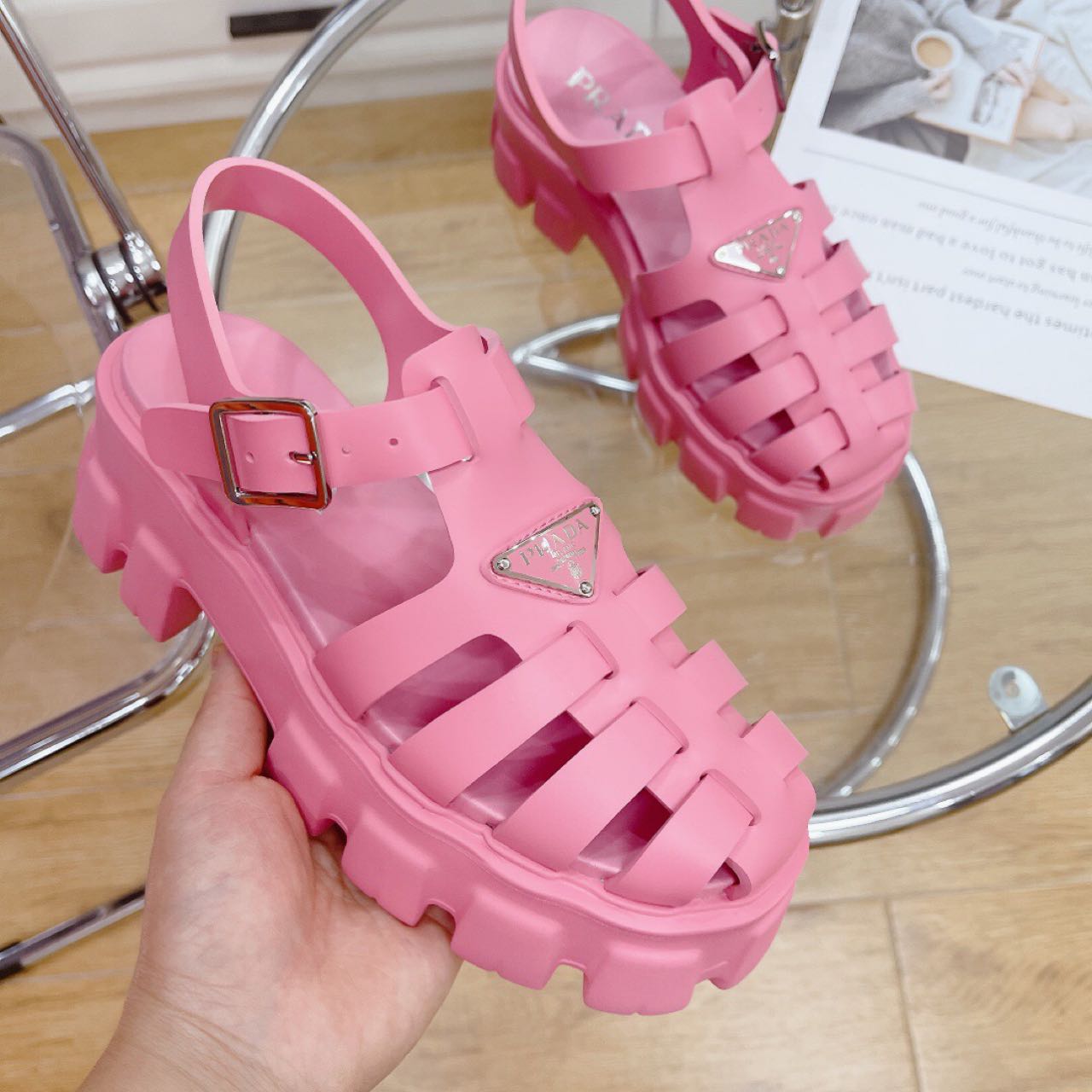 Prada Foam Rubber Sandals In Begonia Pink - everydesigner