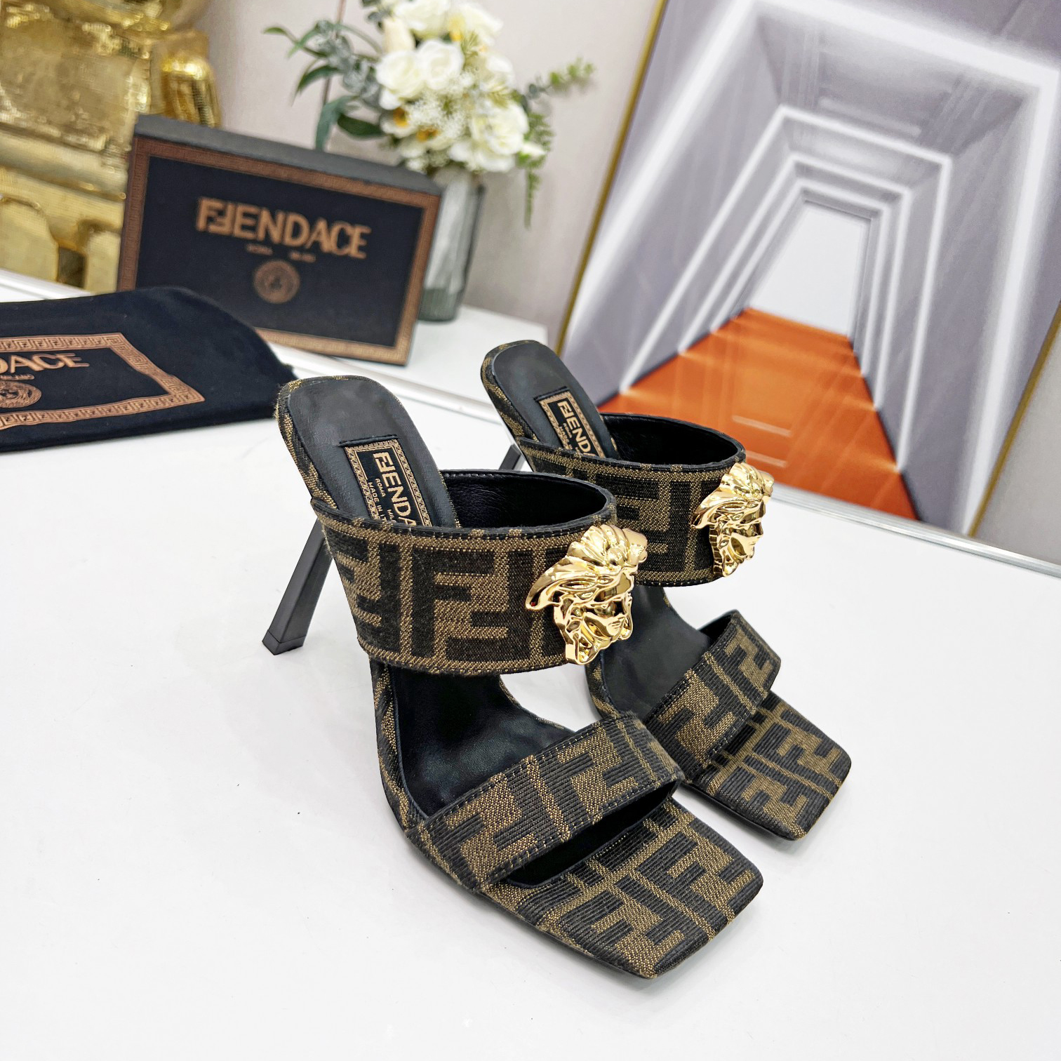 Versace Fendace  FF Jacquard Mules - everydesigner