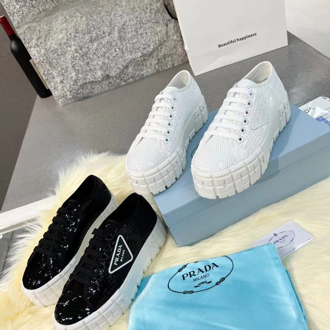 Prada Double Wheel Sequin sneakers - everydesigner