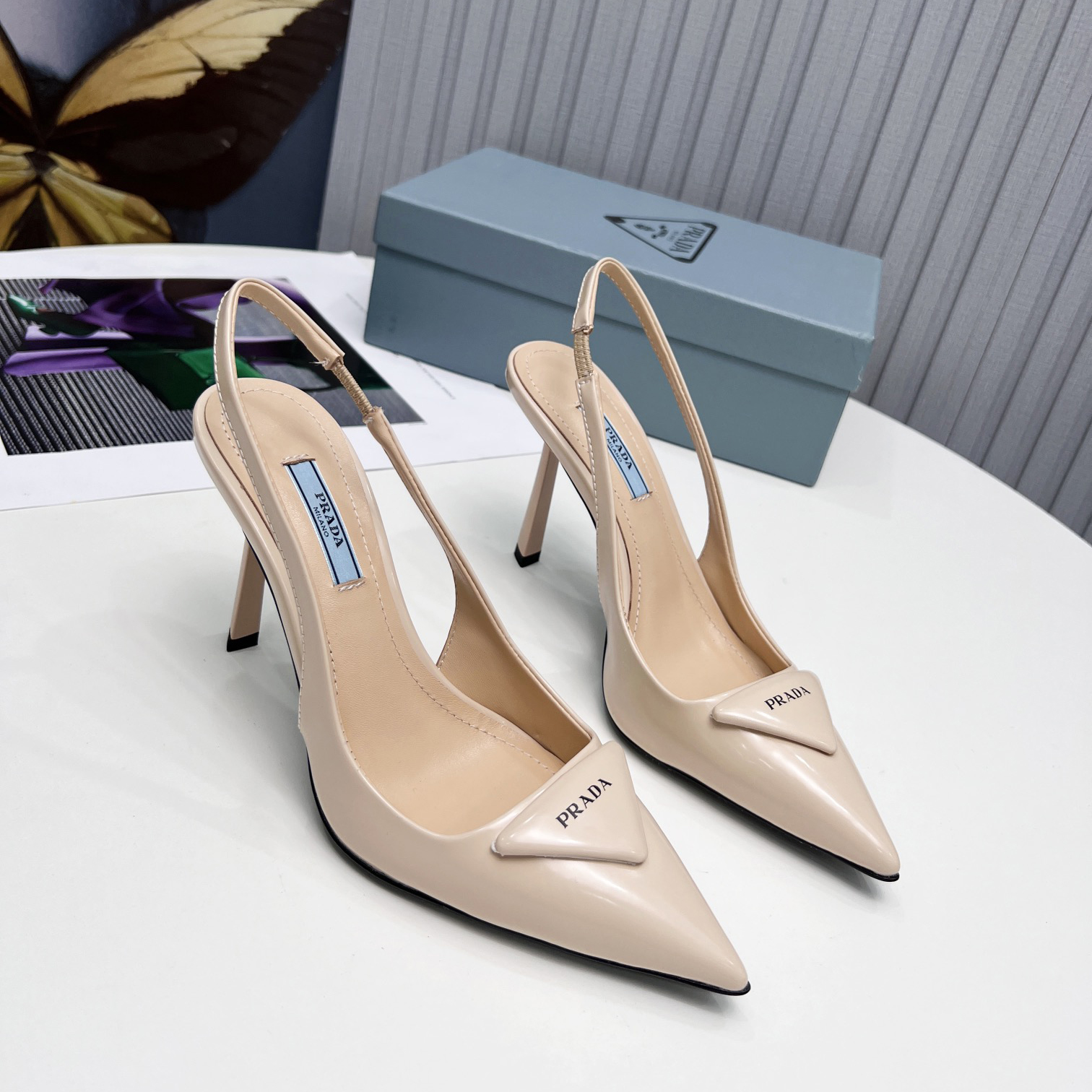 Prada Brushed Leather Slingback Pumps  - everydesigner