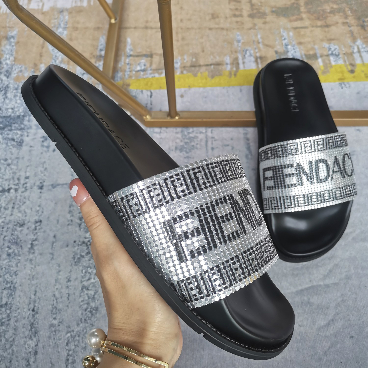 Versace x Fendi Fendace Logo Sandals  - everydesigner